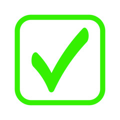 Green check mark icon. Tick symbol in green color, vector illustration. eps 10