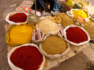 Morocco. spices in a rural market