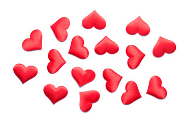 Red hearts isolated on white background for valentine days