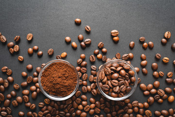 Coffee beans and ground coffee