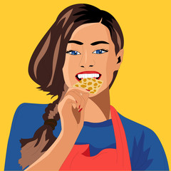 Girl tastes delicious cheese