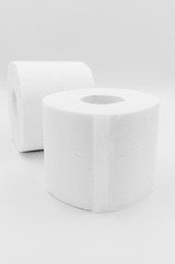 White toilet paper, rolled,  on white background