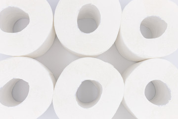 White toilet paper, rolled,  on white, background