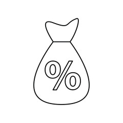 Money bag icon - black vector