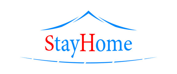 Logo stay at home, creative logo in support of protection against coronavirus (2019-nCOV), COVID-19, vector illustration