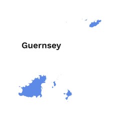 Guernsey Map Vector - Blank Map of Guernsey Illustration in Black Silhouette on White Background