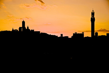 Siena sunset in summer