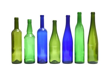 group of bottles on white background
