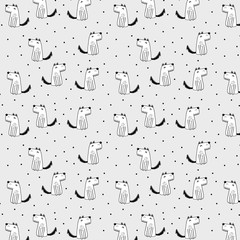 Dog pattern with dots in black and white
