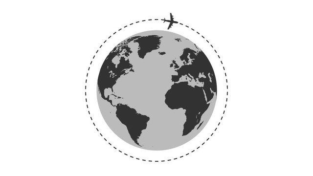 Travel airplane flying around of world