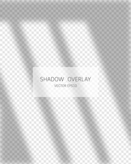 Shadow overlay effect. Natural shadows from window isolated on transparent background. Vector illustration. 