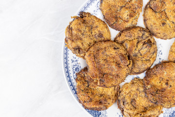 Homemade crisp biscuits cookies with chocolate