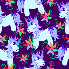 Funny unicorns seamless pattern.