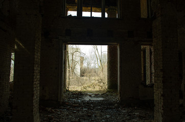 Fototapeta na wymiar Old abandoned building. Abandoned soviet military site in Ukraine