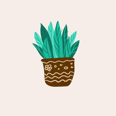 potted plants. succulents and house plants. hand drawn vector art. house indoor plant vector cartoon doodle.