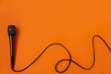 musical mycraphone on an orange background - 337045349