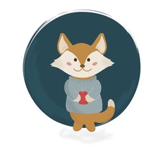 Cute fox. Kawaii cartoon animal character in clothes. Vector illustration for kids and babies fashion...