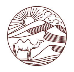 Travel in the desert line illustration