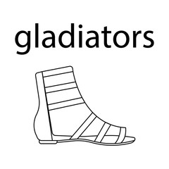 vector flat line icon of woomen designer style gladiators shoes