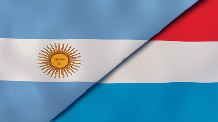 The flags of Argentina and Luxembourg. News, reportage, business background. 3d illustration