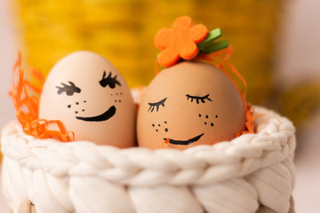 Happy easter card with copy space for text, Easter holiday decorations, Easter concept background