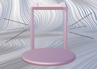 Pink white light background, studio and pedestal. 3d illustration, 3d rendering.