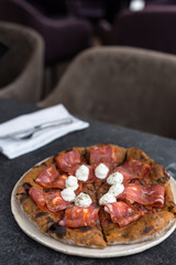 Whole Wheat Pizza with Spicy Salami Sausage and Cheese