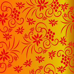 Red abstract floral elements floral seamless pattern.