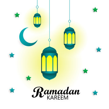 Poster illustration with ramadan kareem background