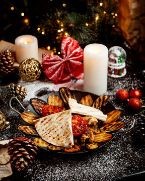 sadj and new year toys on the table