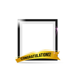 Empty frame with congratulation ribbon vector isolated on white background