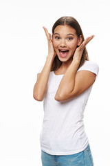 Fototapeta premium happy young woman showing thumbs up