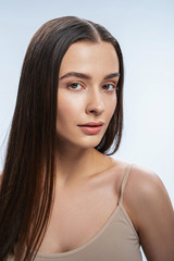 Obraz premium Young serene Caucasian woman with nude make-up