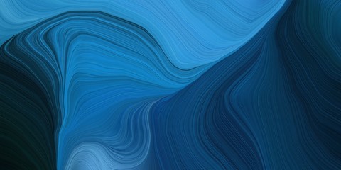 Obraz premium vibrant background graphic with modern soft curvy waves background design with very dark blue, steel blue and strong blue color