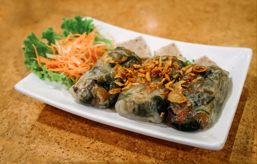 Selective focus of vietnamese veggie roll