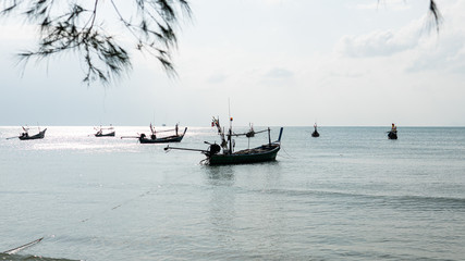 .traditional boat fishing in southeast asia.