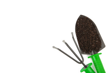 Set of plant care utensils isolated on white background