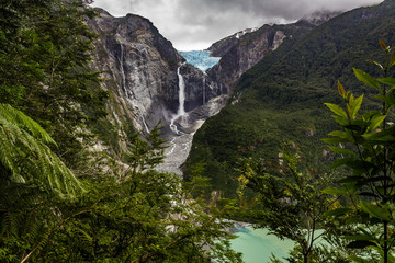 Queulat hanging glacier, national park, chile, chilean patagonia	
 - obrazy, fototapety, plakaty