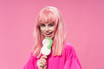 young woman with lollipop