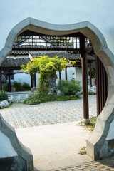 courtyard, through the window