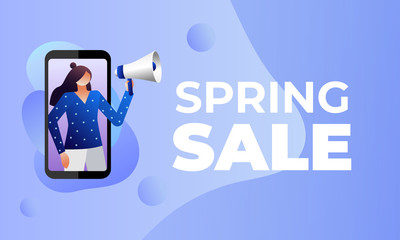 Spring sale vector illustration with character