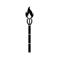 Burning beach bamboo torch icon isolated on white background