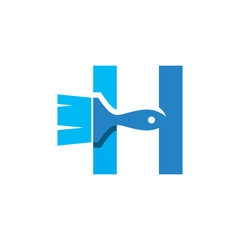 Letter H Paint Brush Logo Design. Home Building Decoration Icon Graphic. Digital Painting Proffesional Vector.
