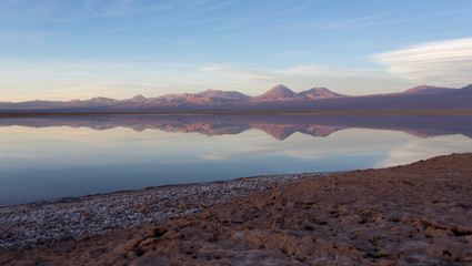 A picture of Chaxa lagoon at sunset