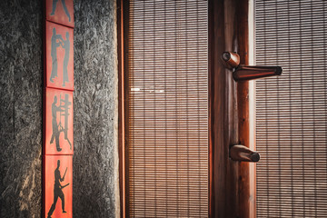wing chun wooden dummy isolated background
