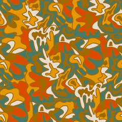 Naklejka premium Geometric abstract flowing pattern. Psychedelic neon shapes. Colorful hippie hypnotic ornament.