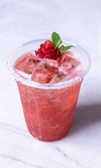 Cold Strawberry and Mint Mojito With Decoration