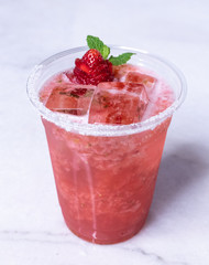 Cold Strawberry and Mint Mojito With Decoration