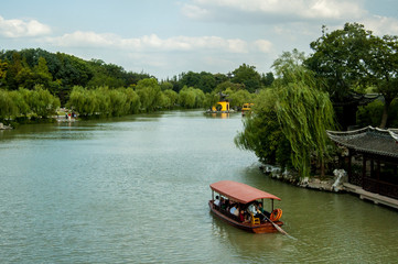 boat on the river, china, rural