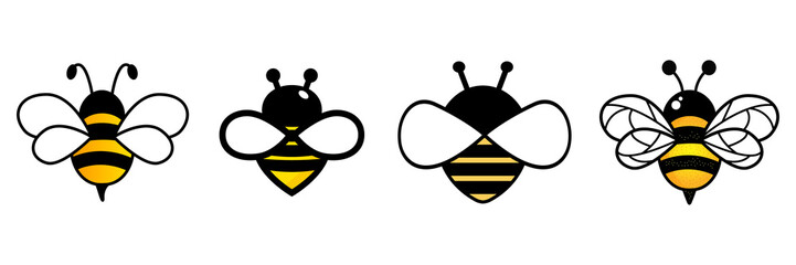 Group bee icon isolated on white
